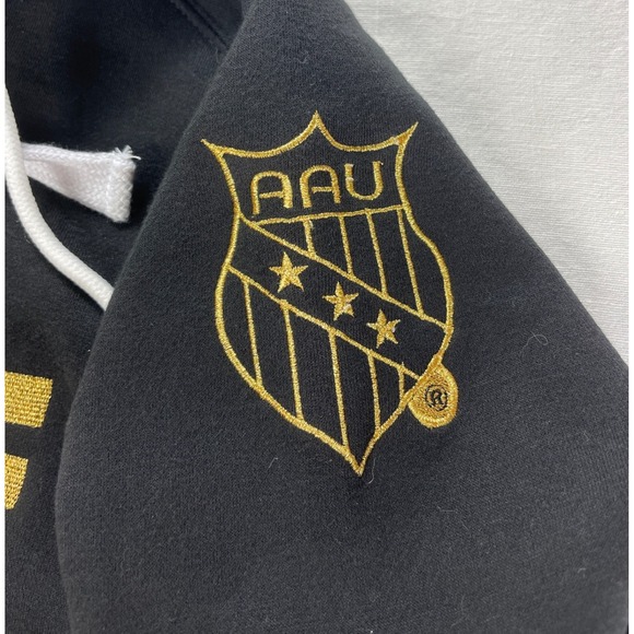 AAU College Hockey Hoodie Sweatshirt Mens XL Black Gold Lace Up Cavous - Picture 6 of 8